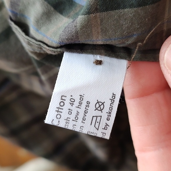 ESKANDAR Plaid Blouse Cotton Sz 0 Mandarin Collar - Picture 9 of 9